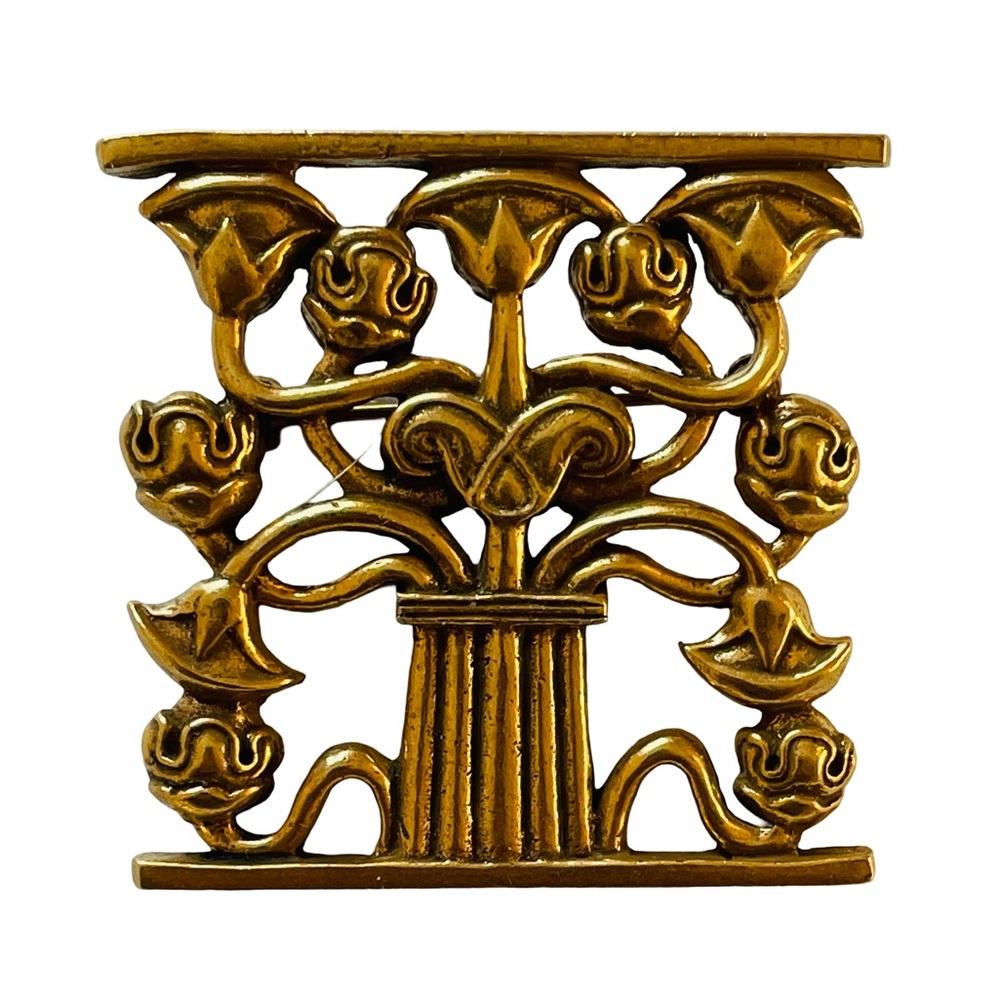 Vintage Signed MMA 1995 Goldtone Tree Of Life Brooch
